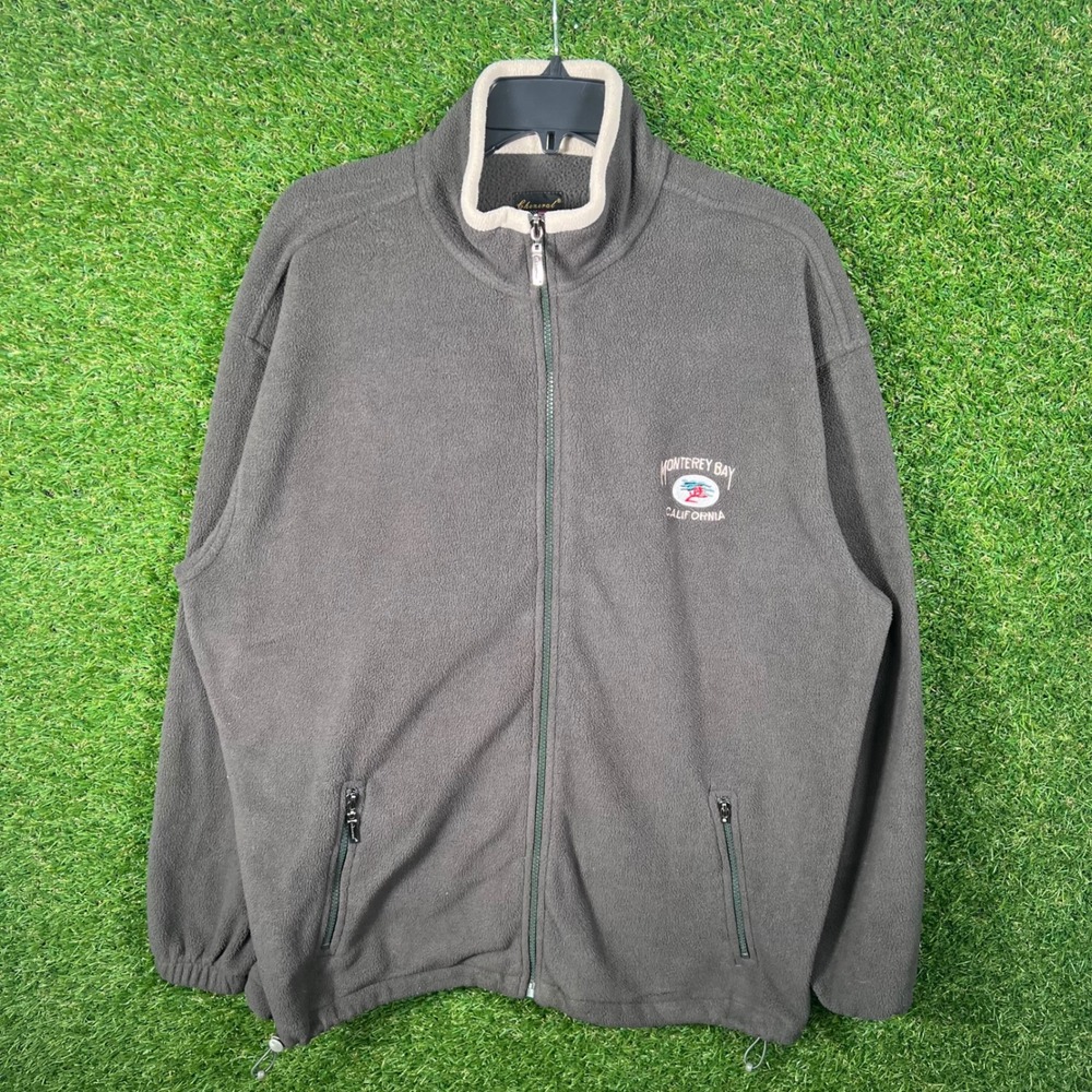 Cheneral Monterey Bay California‎ Fleece Jacket Gray Full Zip Mens Large L
